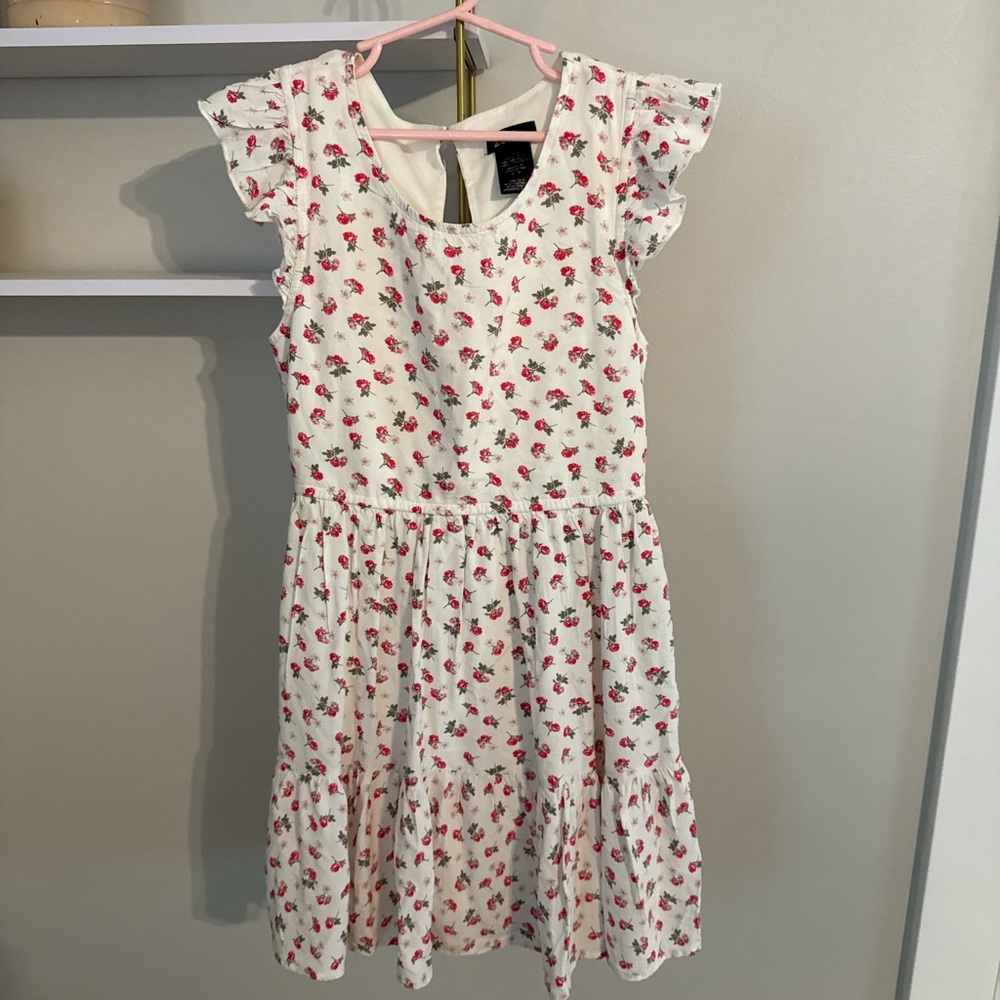 Zunie White and Pink Floral Kids Dress
